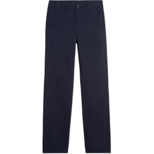 Nautica Boys’ School Uniform Twill Chino Khaki Pants, Flat Front, Comfortable Waistband with Zip Closure & Stretch(Black)