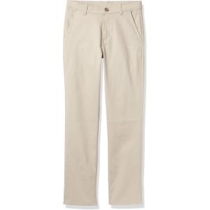 Nautica Boys’ School Uniform Twill Chino Khaki Pants, Flat Front, Comfortable Waistband with Zip Closure & Stretch(Khaki)