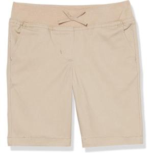Nautica Girls School Uniform Bermuda Shorts, Pull-on Fit, Stretchy Material, Functional Pockets(Khaki Pull-on)