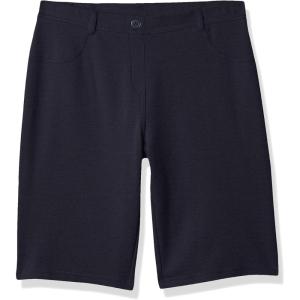 Nautica Girls School Uniform Bermuda Shorts, Pull-on Fit, Stretchy Material, Functional Pockets(Navy Knit)