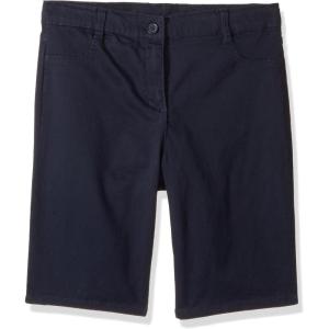 Nautica Girls School Uniform Bermuda Shorts, Pull-on Fit, Stretchy Material, Functional Pockets(Navy/Sateen)