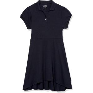 Nautica Girls School Uniform Short Sleeve Polo Dress(Navy/High-low)