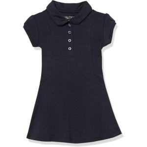 Nautica Girls School Uniform Short Sleeve Polo Dress(Navy/Princess Seam)