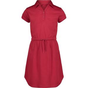 Nautica Girls School Uniform Short Sleeve Polo Dress(Red Performance)
