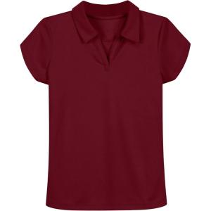 Nautica Girls’ Short Sleeve Performance Polo(Burgundy)