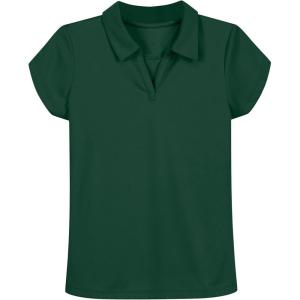 Nautica Girls’ Short Sleeve Performance Polo(Forest Green)