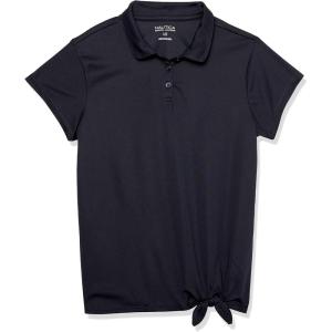 Nautica Girls’ Short Sleeve Performance Polo(Navy/Tie Front)