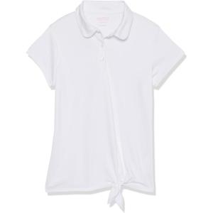 Nautica Girls’ Short Sleeve Performance Polo(White/Tie Front)