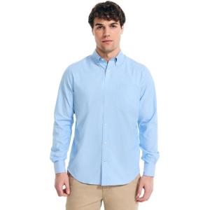 Nautica Young Men’s School Uniform Long Sleeve Performance Oxford Button-Down Shirt(Aqua Splash)