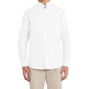 Nautica Young Men’s School Uniform Long Sleeve Performance Oxford Button-Down Shirt(White)