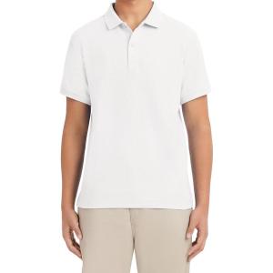Nautica Young Men’s Uniform Short Sleeve Stretch Pique Polo(White)