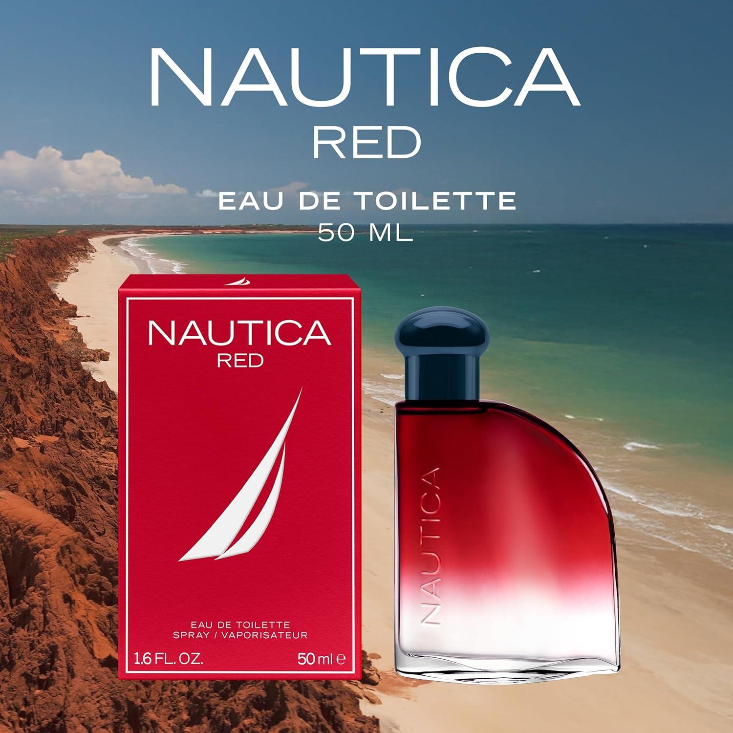 imageNautica Color Red Eau de Toilette for Men Aromatic Fougere Fragrance Notes of Black Pepper Lavender and Rosemary 16ozRed Eau de Toilette