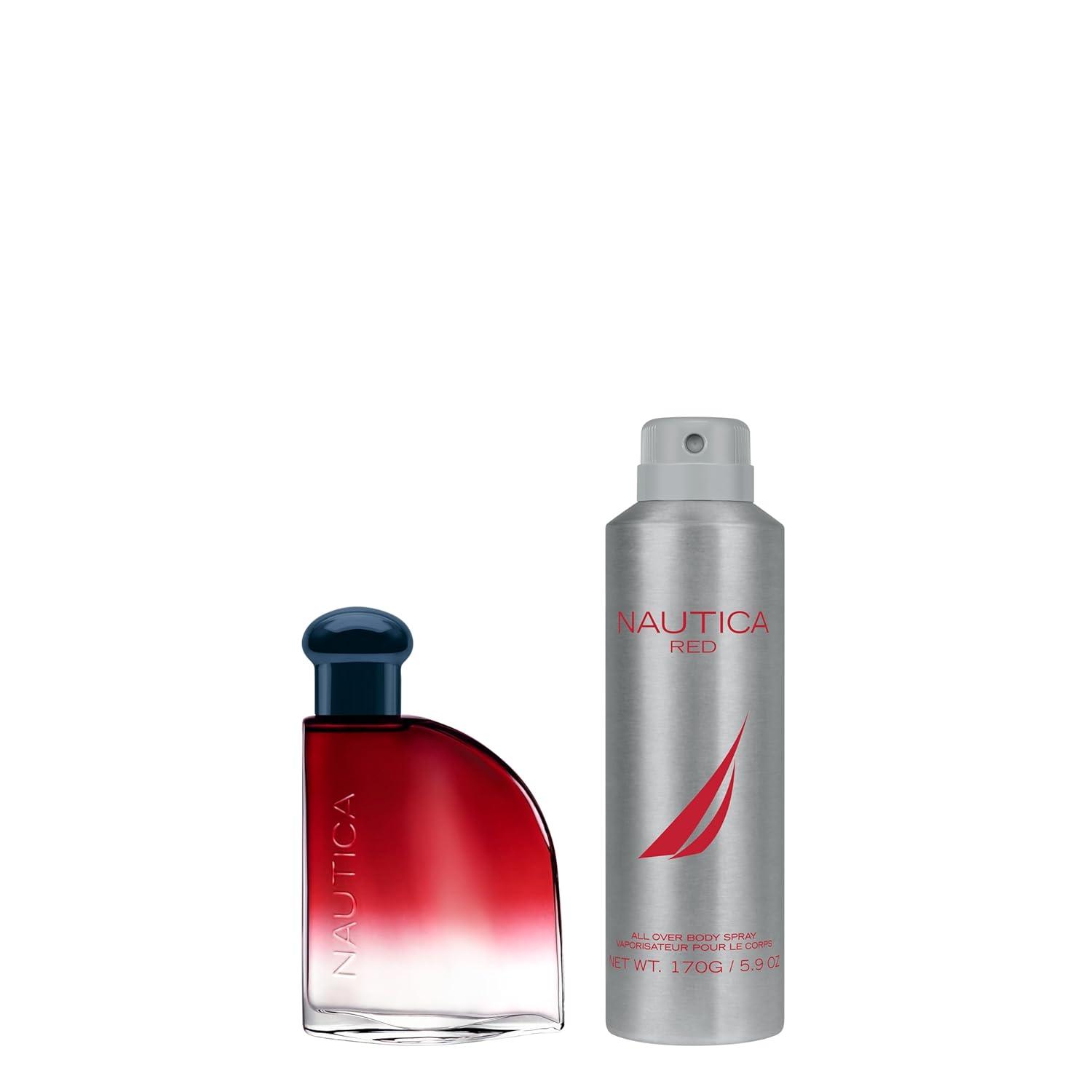imageNautica Color Red Eau de Toilette for Men Aromatic Fougere Fragrance Notes of Black Pepper Lavender and Rosemary 16ozRed Giftset
