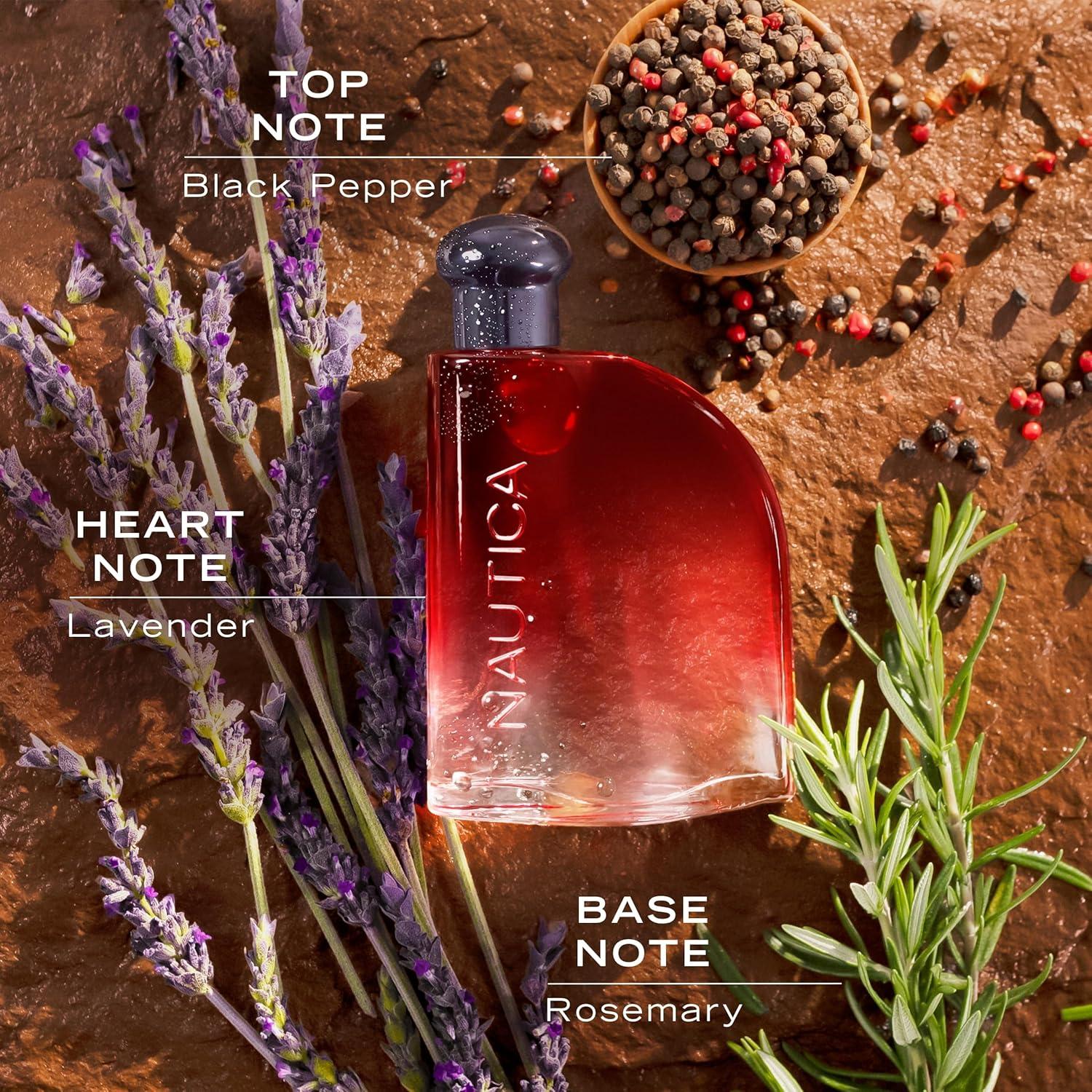 imageNautica Color Red Eau de Toilette for Men Aromatic Fougere Fragrance Notes of Black Pepper Lavender and Rosemary 16ozRed Giftset