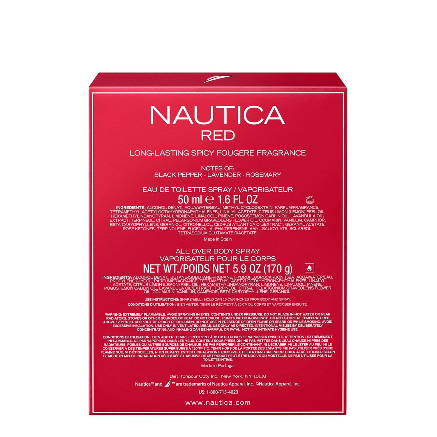 imageNautica Color Red Eau de Toilette for Men Aromatic Fougere Fragrance Notes of Black Pepper Lavender and Rosemary 16ozRed Giftset