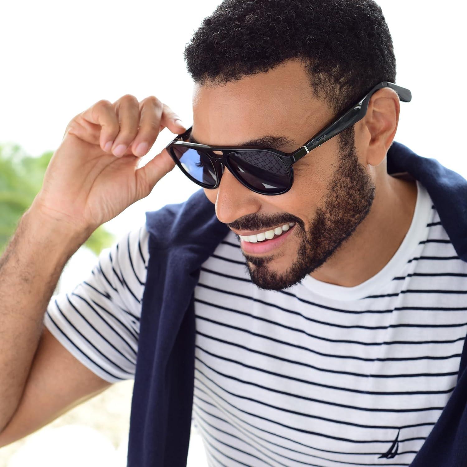 imageNautica Corsair Smart Sunglasses for Men amp Women Wireless Smart Glasses with Open Ear Speakers and Microphone Polarized UV400 Lenses Black Gradient WideCommander Black Navy Blue Standard
