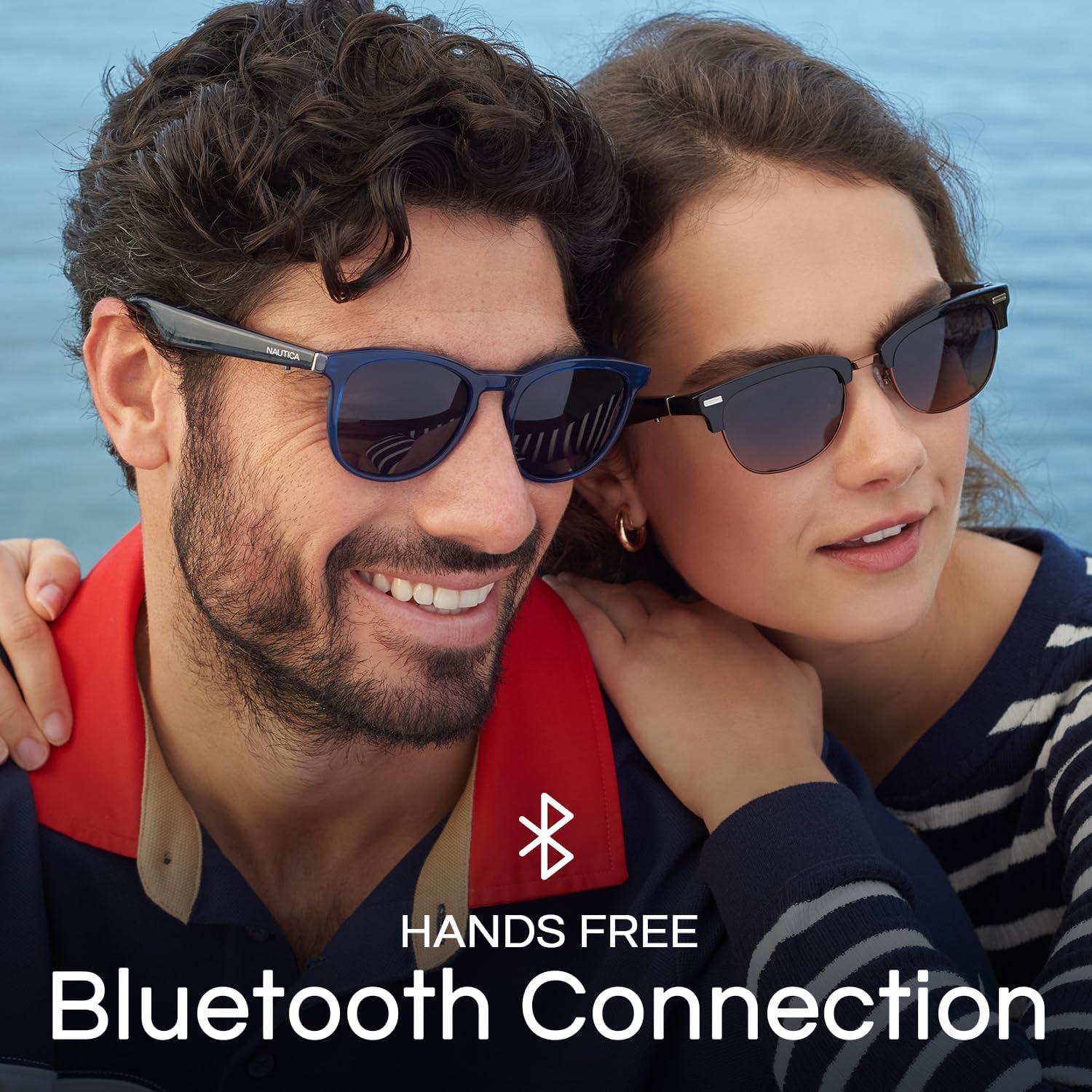 imageNautica Corsair Smart Sunglasses for Men amp Women Wireless Smart Glasses with Open Ear Speakers and Microphone Polarized UV400 Lenses Black Gradient WideTailwind Solid Navy Blue Standard