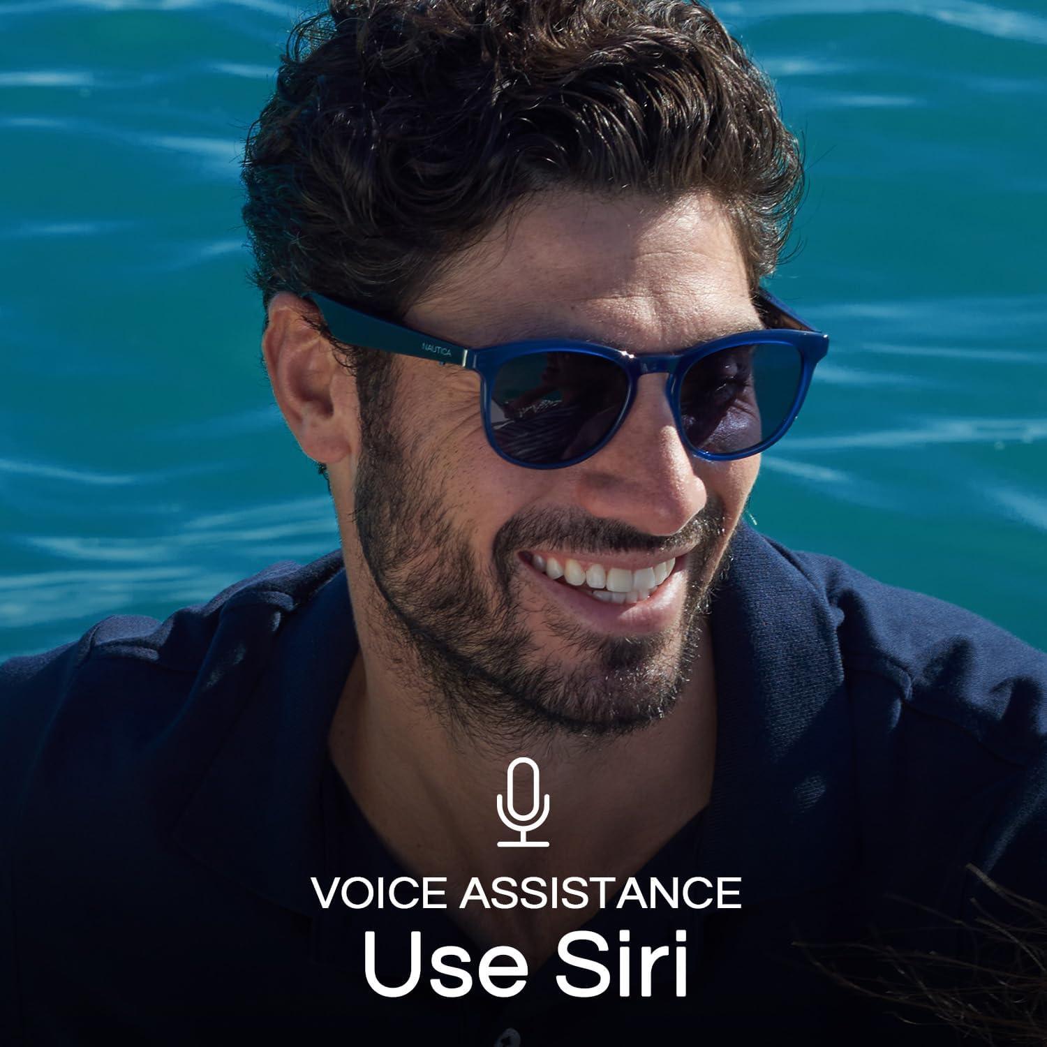 imageNautica Corsair Smart Sunglasses for Men amp Women Wireless Smart Glasses with Open Ear Speakers and Microphone Polarized UV400 Lenses Black Gradient WideTailwind Solid Navy Blue Standard
