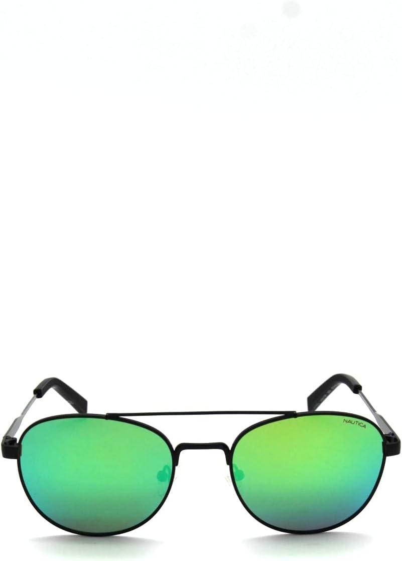 imageNautica Mens N4641sp Round SunglassesMatte BlackGreen Mirror Polarized
