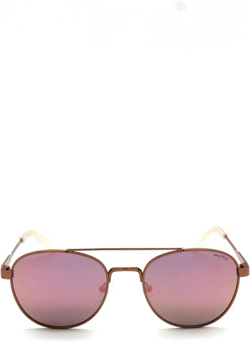 imageNautica Mens N4641sp Round SunglassesMatte Rose GoldRose Gold Mirror Polarized