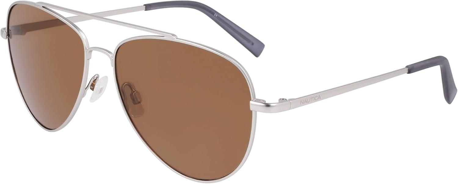 imageNautica mens N101sp Pilot SunglassesMatte Silver