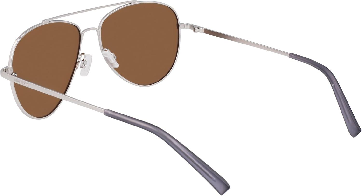 imageNautica mens N101sp Pilot SunglassesMatte Silver