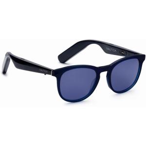 Nautica Corsair Smart Sunglasses for Men & Women – Wireless Smart Glasses with Open Ear Speakers and Microphone, Polarized UV400 Lenses – Black Gradient (Wide)(Tailwind Solid Navy Blue – Standard)