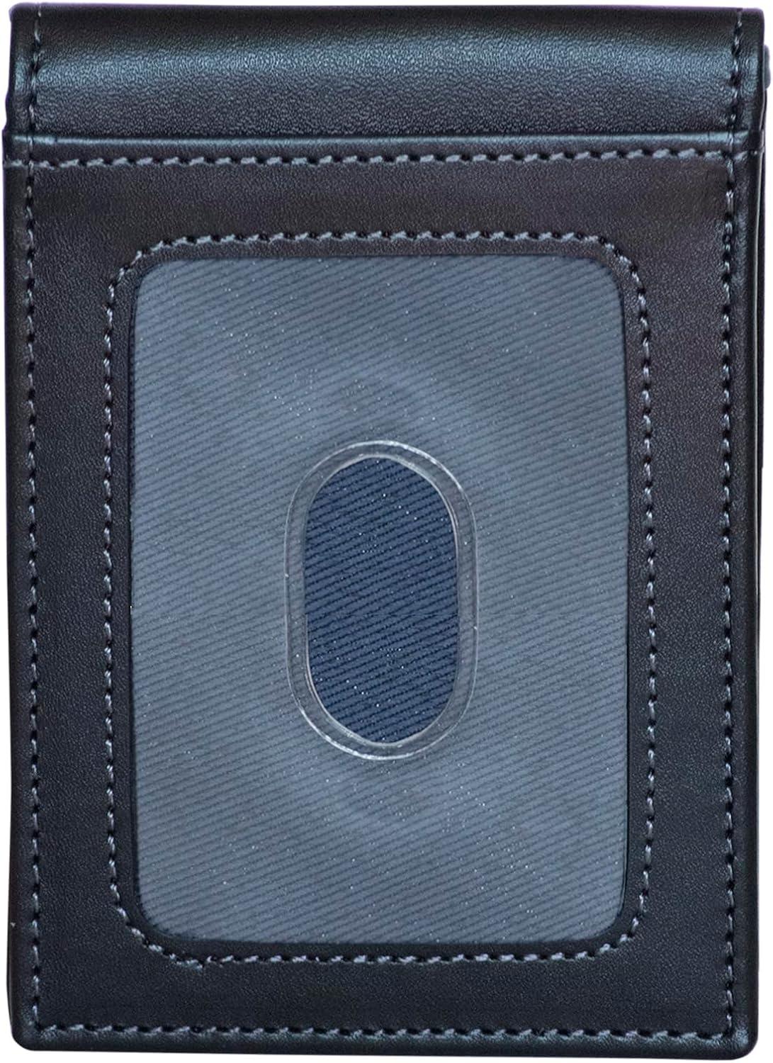 imageNautica Mens Slim Wallet Card Case RFID Blocking ID Window Minimalist Lightweight Genuine LeatherPop Color BlackGrey