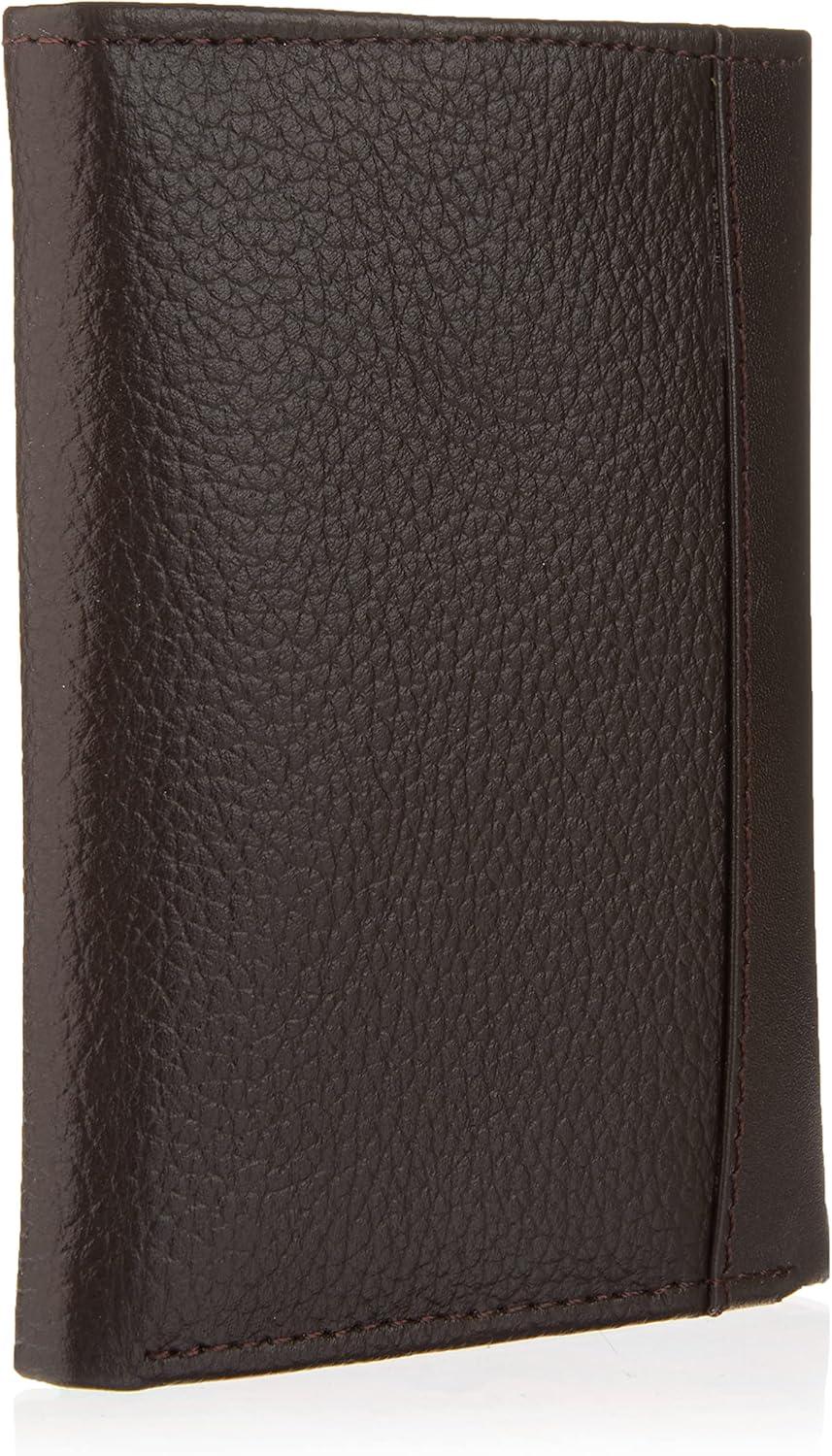 imageNautica Mens Trifold Wallet RFID Blocking Protection ID Window Card Slots Genuine Leather DurableJClass Brown
