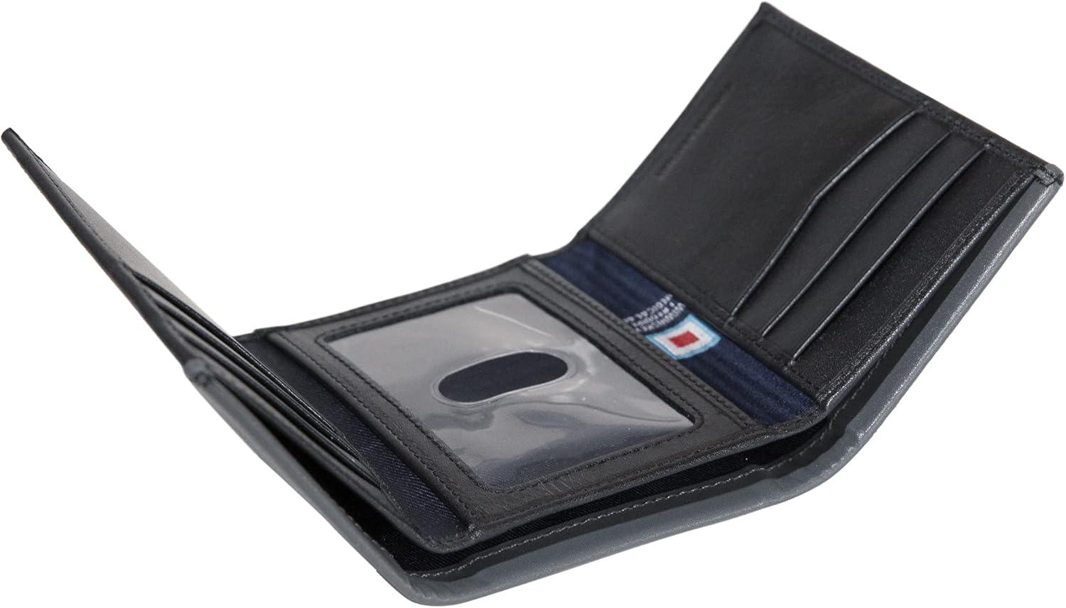imageNautica Mens Trifold Wallet RFID Blocking Protection ID Window Card Slots Genuine Leather DurablePop Color BlackGrey