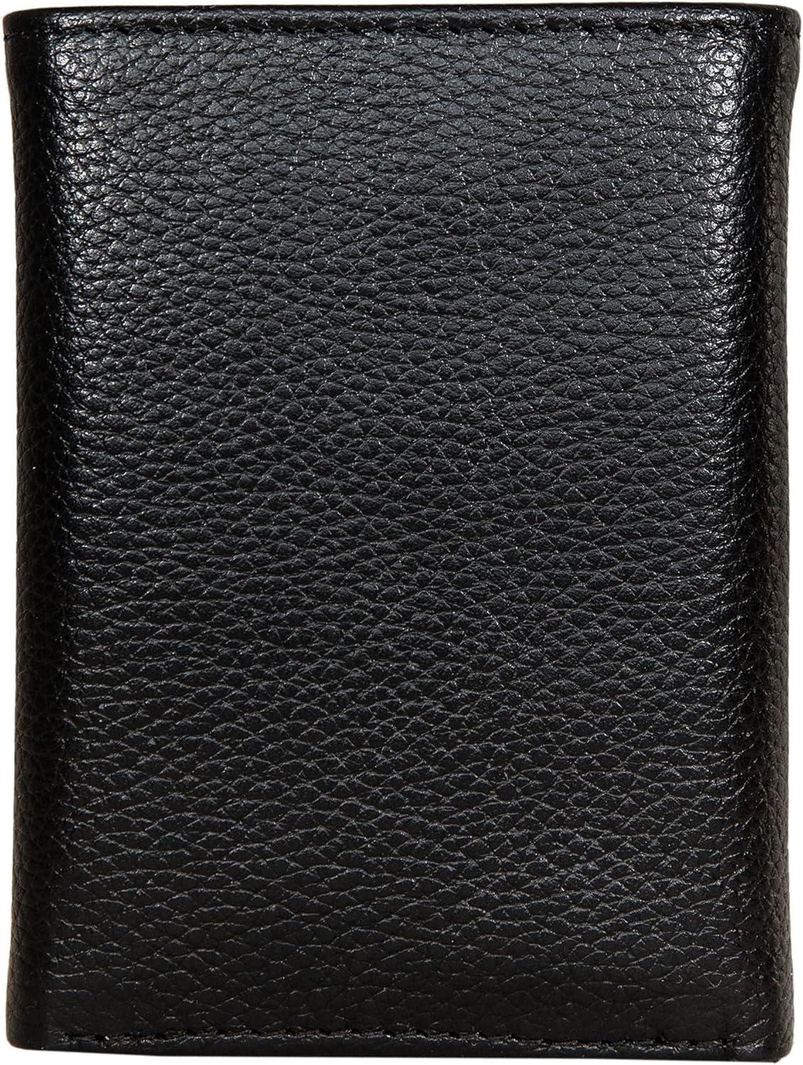 imageNautica Mens Trifold Wallet RFID Blocking Protection ID Window Card Slots Genuine Leather DurablePop Color Tab Black
