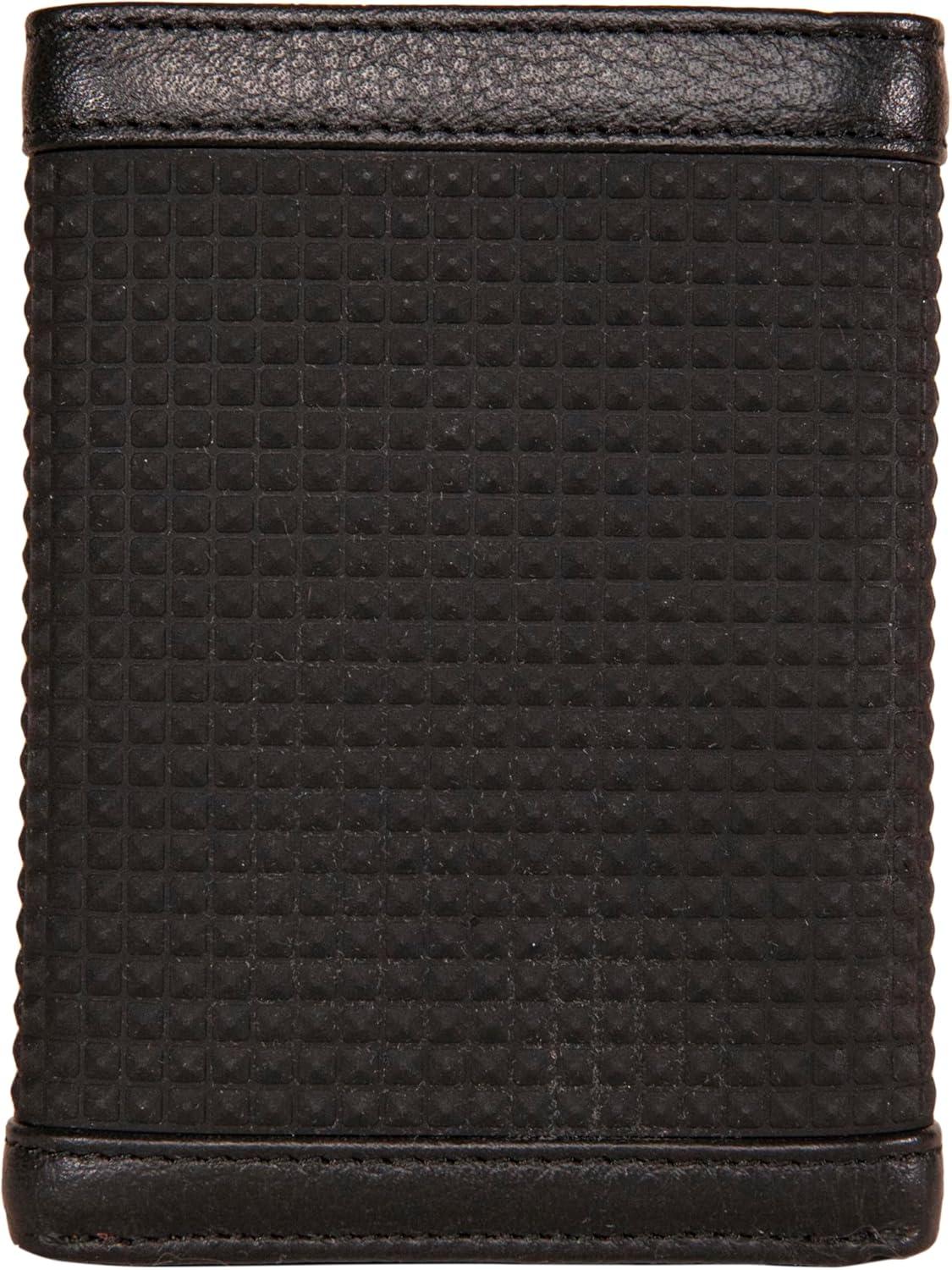 imageNautica Mens Trifold Wallet RFID Blocking Protection ID Window Card Slots Genuine Leather DurableRubberLeather Black