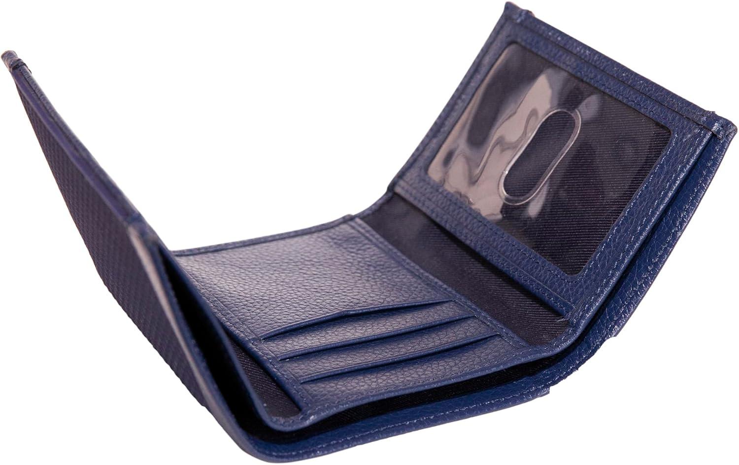 imageNautica Mens Trifold Wallet RFID Blocking Protection ID Window Card Slots Genuine Leather DurableRubberLeather Navy