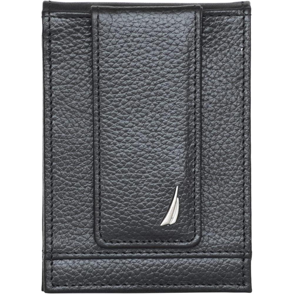 imageNautica Mens Slim Wallet  Card Case  RFID Blocking  ID Window  Minimalist  Lightweight  Genuine LeatherJClass  Black