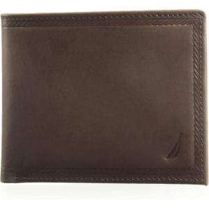 Nautica Men’s Bifold Leather Wallet | RFID Blocking | ID Window | Card Slots | Organization | Durable | Stylish(Embossed Leather – Brown)