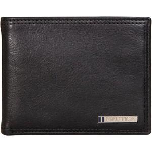 Nautica Men’s Bifold Leather Wallet | RFID Blocking | ID Window | Card Slots | Organization | Durable | Stylish(Enameled Logo – Black)