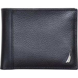 Nautica Men’s Bifold Leather Wallet | RFID Blocking | ID Window | Card Slots | Organization | Durable | Stylish(J-Class – Black)