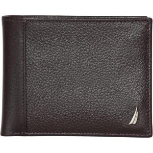 Nautica Men’s Bifold Leather Wallet | RFID Blocking | ID Window | Card Slots | Organization | Durable | Stylish(J-Class – Brown)