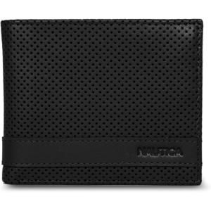 Nautica Men’s Bifold Leather Wallet | RFID Blocking | ID Window | Card Slots | Organization | Durable | Stylish(Perforated – Black)