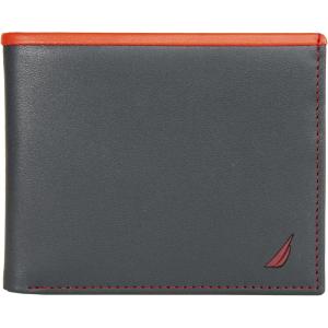 Nautica Men’s Bifold Leather Wallet | RFID Blocking | ID Window | Card Slots | Organization | Durable | Stylish(Pop Color – Navy/Red)