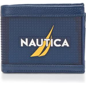 Nautica Men’s Bifold Leather Wallet | RFID Blocking | ID Window | Card Slots | Organization | Durable | Stylish(Rubber/Leather – Navy)