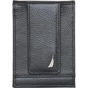 Nautica Men’s Slim Wallet | Card Case | RFID Blocking | ID Window | Minimalist | Lightweight | Genuine Leather(J-Class – Black)