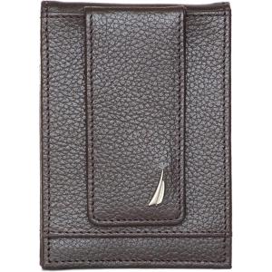 Nautica Men’s Slim Wallet | Card Case | RFID Blocking | ID Window | Minimalist | Lightweight | Genuine Leather(J-Class – Brown)