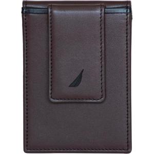 Nautica Men’s Slim Wallet | Card Case | RFID Blocking | ID Window | Minimalist | Lightweight | Genuine Leather(Pop Color – Black/Brown)