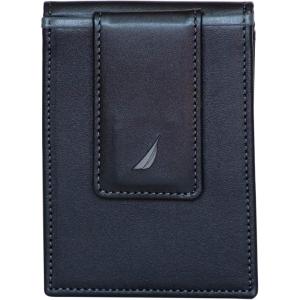 Nautica Men’s Slim Wallet | Card Case | RFID Blocking | ID Window | Minimalist | Lightweight | Genuine Leather(Pop Color – Black/Grey)