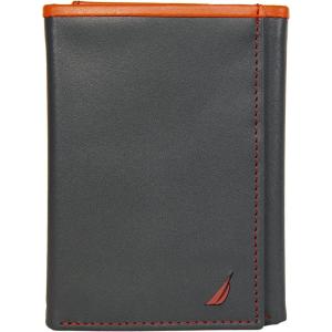 Nautica Men’s Trifold Wallet | RFID Blocking Protection | ID Window | Card Slots | Genuine Leather | Durable(Pop Color – Navy/Red)