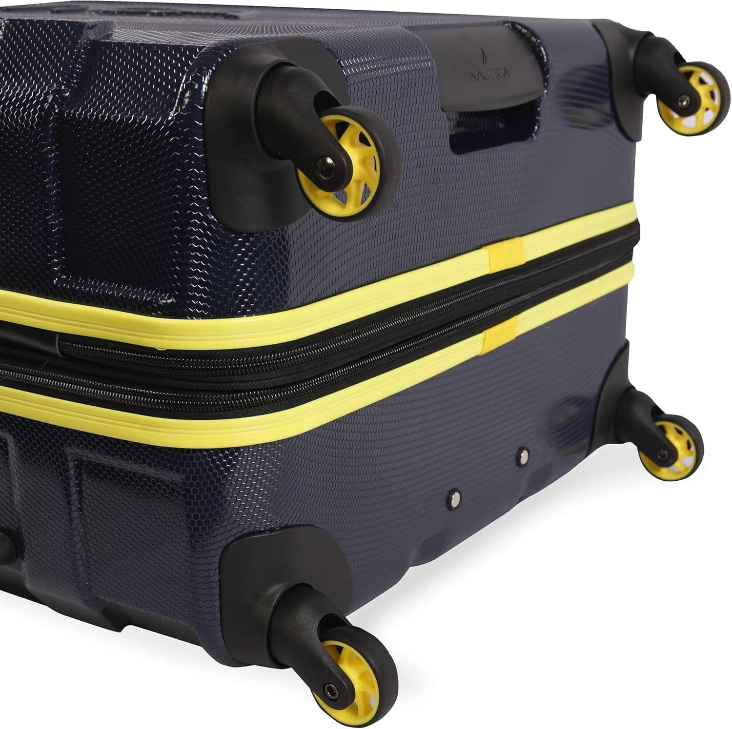 imageNautica Maker Hardside Spinner Luggage lightweight NavyYellow CarryOn 21InchNavyYellow