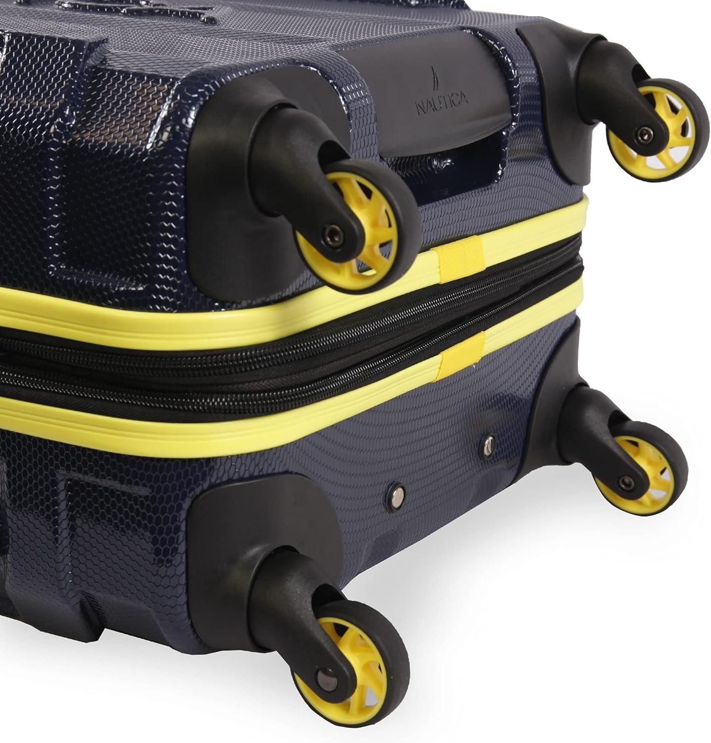 imageNautica Maker Hardside Spinner Luggage lightweight NavyYellow CarryOn 21InchNavyYellow