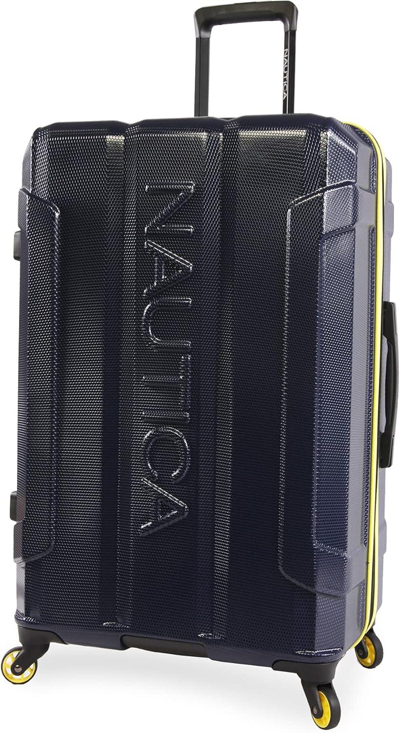 imageNautica Maker Hardside Spinner Luggage lightweight NavyYellow CarryOn 21InchNavyYellow