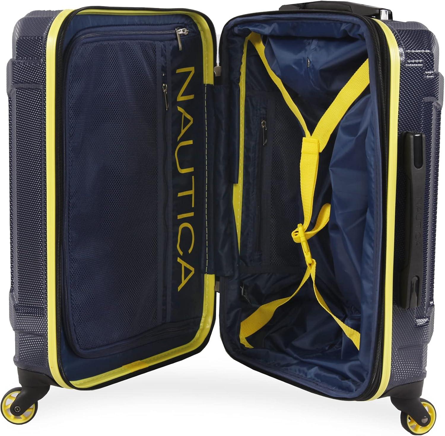 imageNautica Maker Hardside Spinner Luggage lightweight NavyYellow CarryOn 21InchNavyYellow